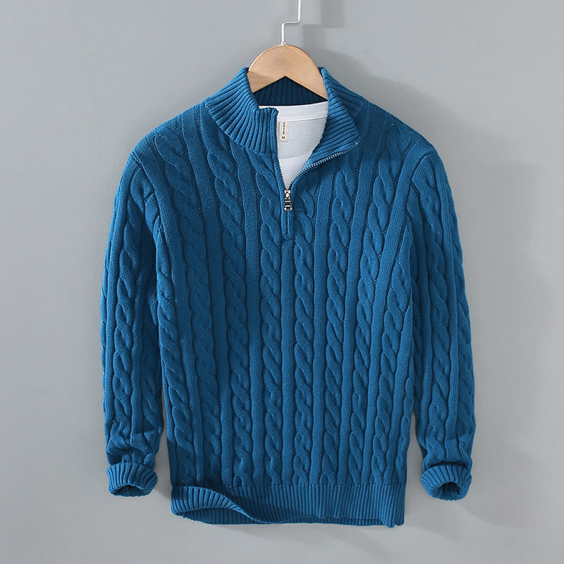 Textured Cotton High-Neck Thermal Meditation Men's Sweater