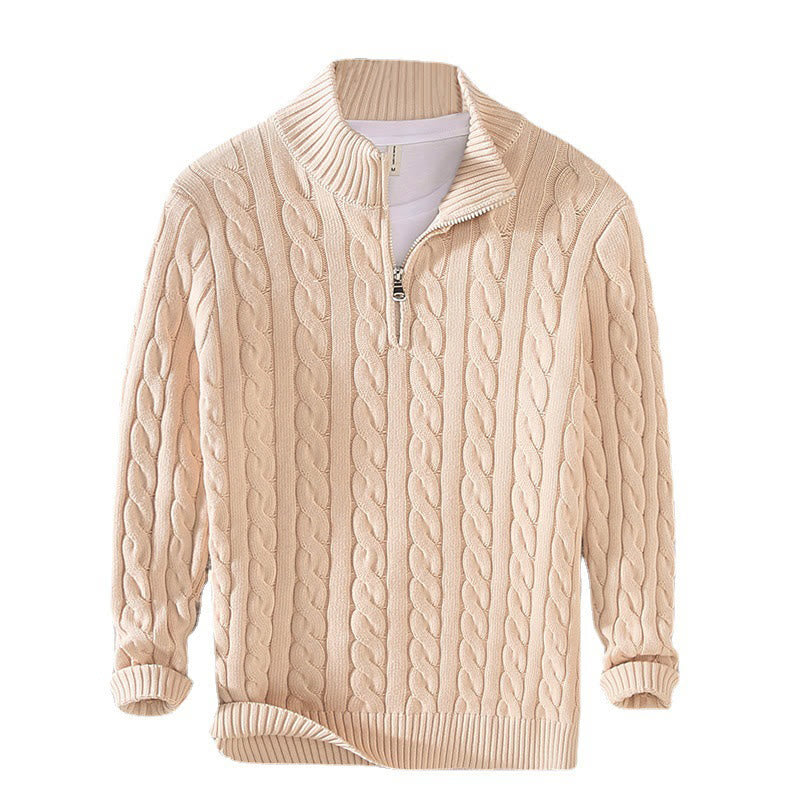 Textured Cotton High-Neck Thermal Meditation Men's Sweater