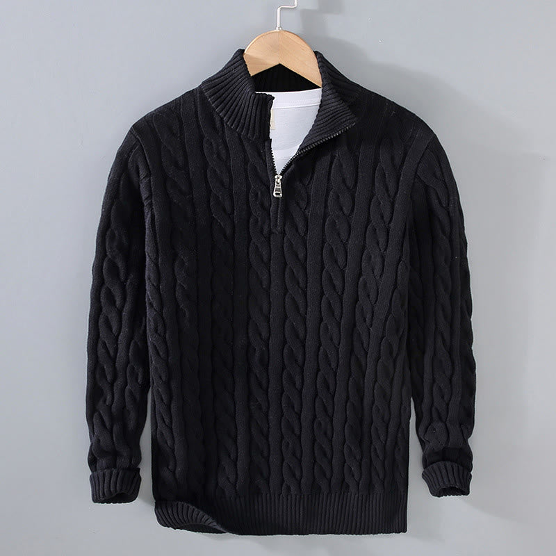 Textured Cotton High-Neck Thermal Meditation Men's Sweater