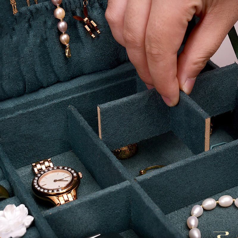 Minimalist Single Layer Flannel Jewelry Organizer with Secure Lock