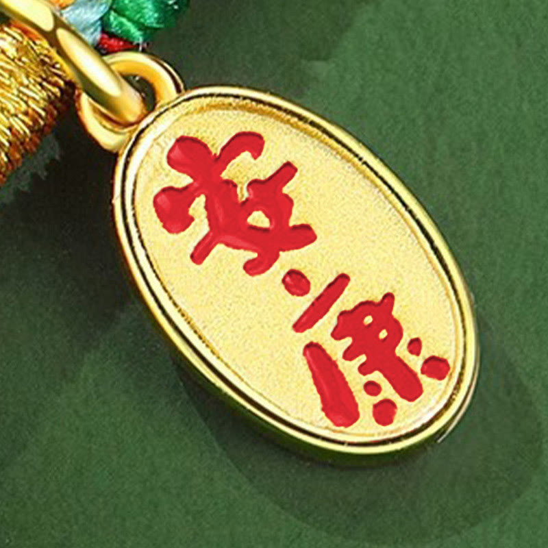 Handmade Peace Buckle Jade Prosperity 925 Sterling Silver Colorful Rope Bracelet