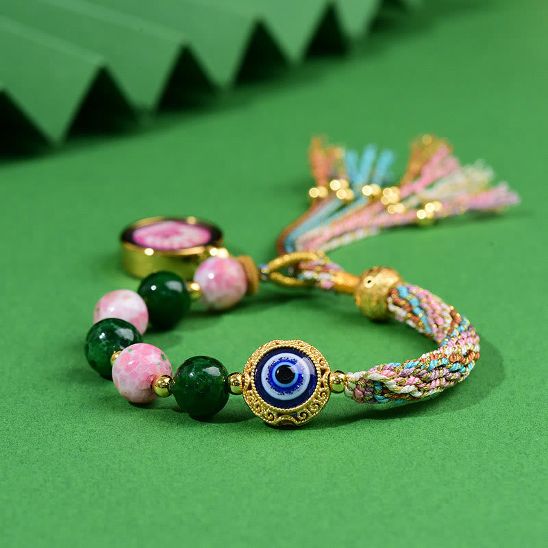 Nine-tailed Fox Thangka Evil Eye Liuli Adjustable String Bracelet