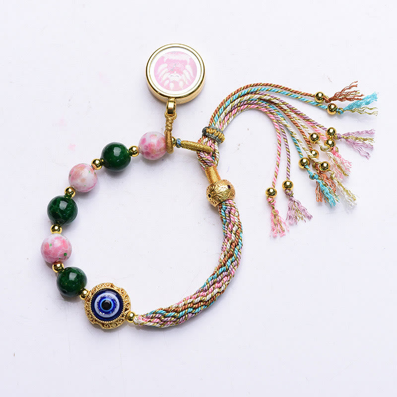 Nine-tailed Fox Thangka Evil Eye Liuli Adjustable String Bracelet