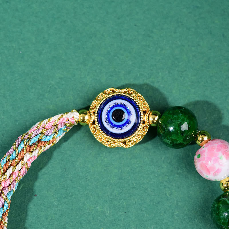 Nine-tailed Fox Thangka Evil Eye Liuli Adjustable String Bracelet