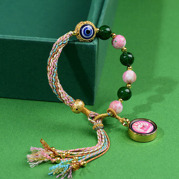 Nine-tailed Fox Thangka Evil Eye Liuli Adjustable String Bracelet
