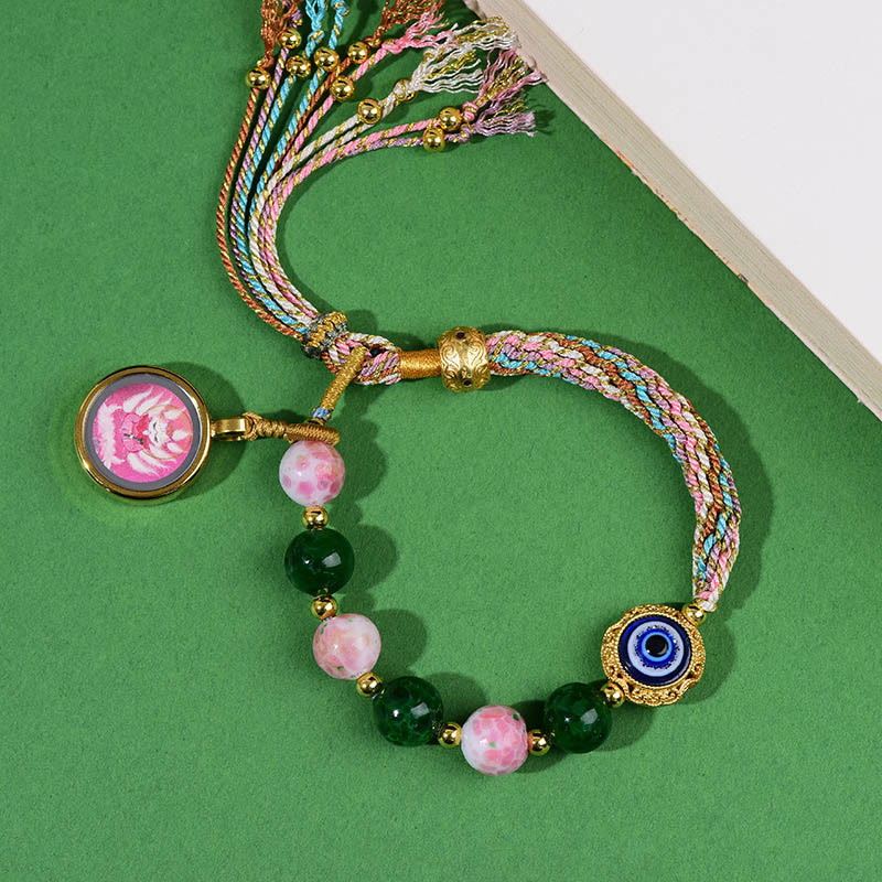 Nine-tailed Fox Thangka Evil Eye Liuli Adjustable String Bracelet