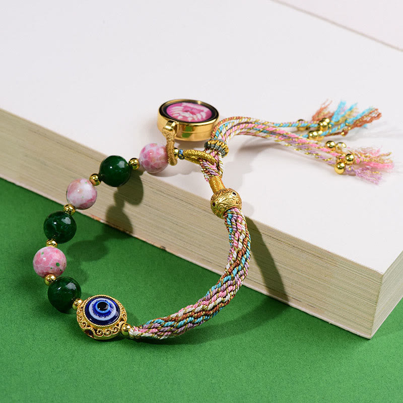 Nine-tailed Fox Thangka Evil Eye Liuli Adjustable String Bracelet