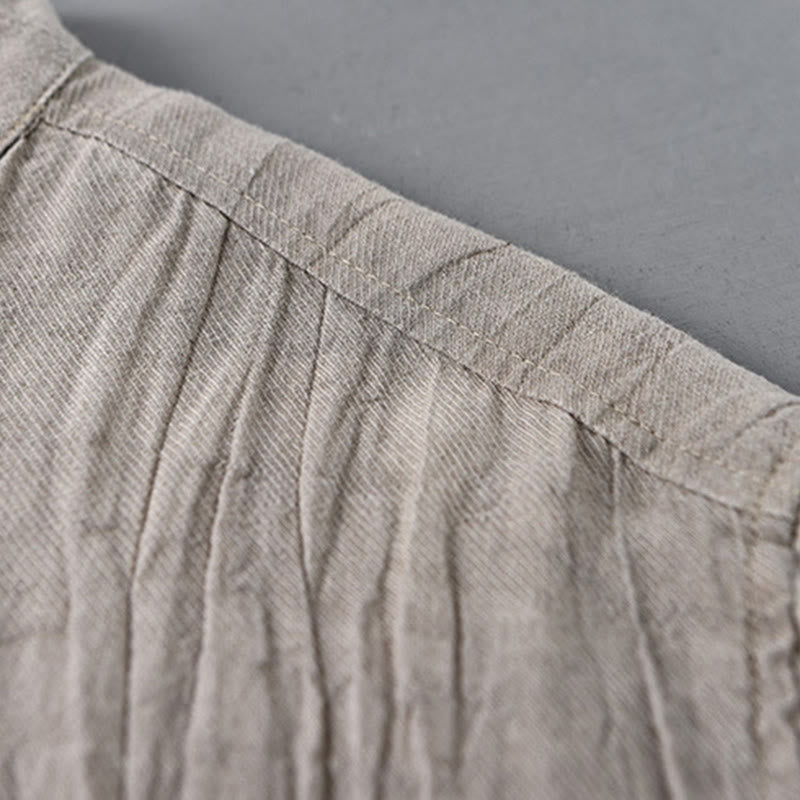 Ramie Linen Stand Collar Breathable Daily Meditation Men's Shirt