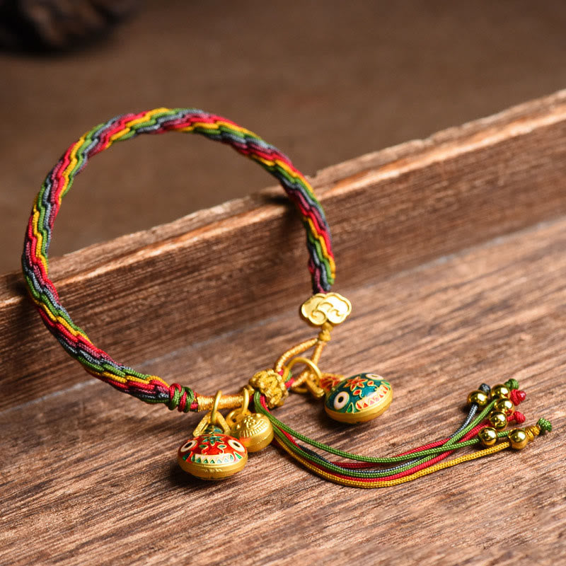Hand-Braided Red String Pixiu & Endless Knot Gold Accent Family Bracelet