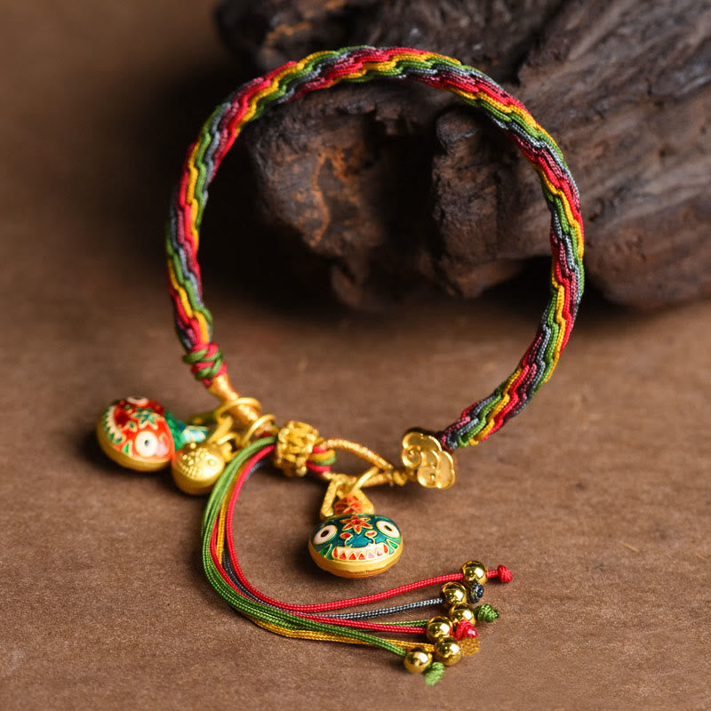 Hand-Braided Red String Pixiu & Endless Knot Gold Accent Family Bracelet