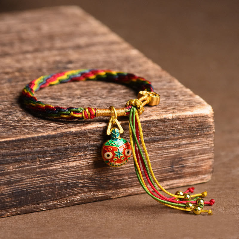 Hand-Braided Red String Pixiu & Endless Knot Gold Accent Family Bracelet