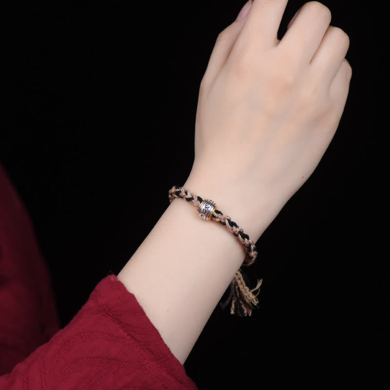 Tibet Om Mani Padme Hum Carved Zakiram Focus Rope Bracelet
