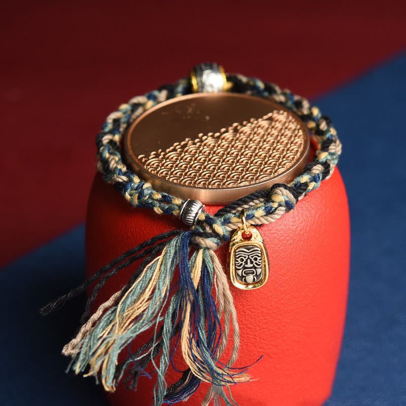 Tibet Om Mani Padme Hum Carved Zakiram Focus Rope Bracelet
