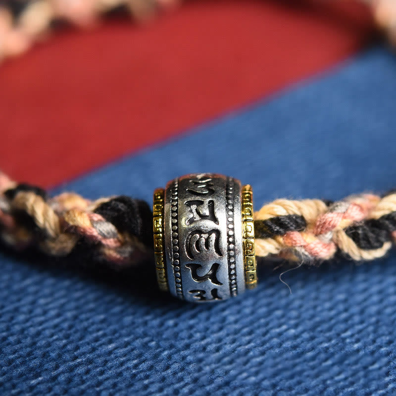 Tibet Om Mani Padme Hum Carved Zakiram Focus Rope Bracelet