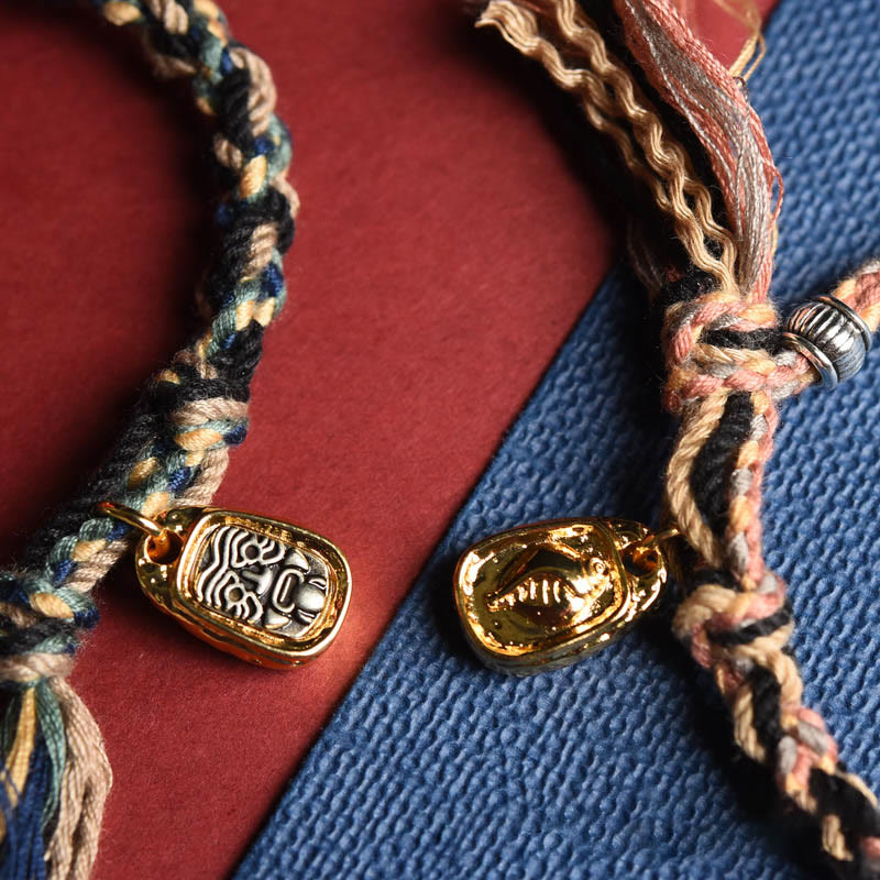 Tibet Om Mani Padme Hum Carved Zakiram Focus Rope Bracelet