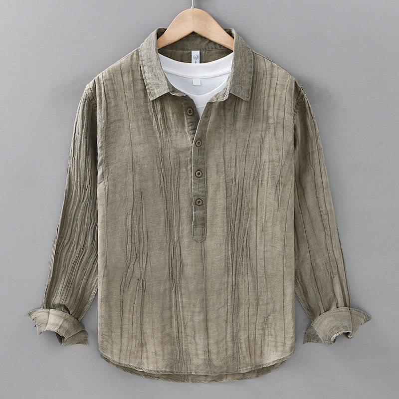 Breathable Ramie Linen Stand Collar Mindful Meditation Men's Shirt