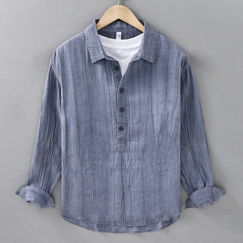 Breathable Ramie Linen Stand Collar Mindful Meditation Men's Shirt