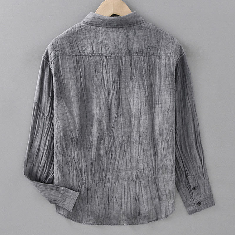 Breathable Ramie Linen Stand Collar Mindful Meditation Men's Shirt