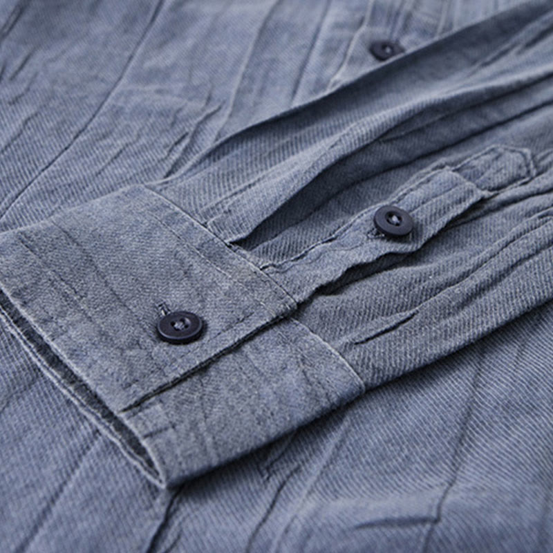 Breathable Ramie Linen Stand Collar Mindful Meditation Men's Shirt
