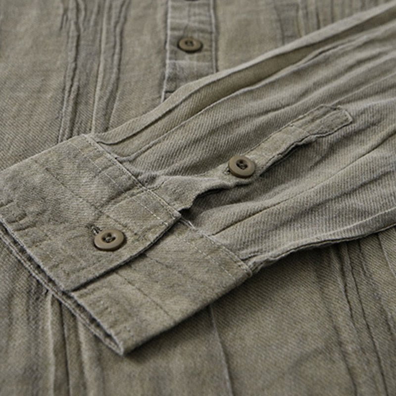 Breathable Ramie Linen Stand Collar Mindful Meditation Men's Shirt
