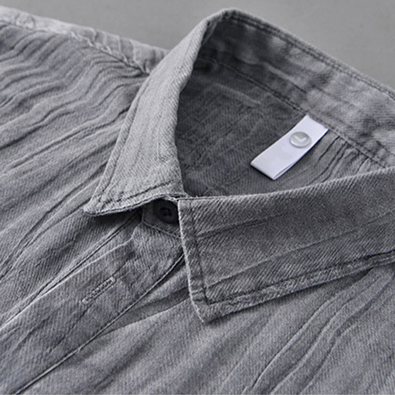 Breathable Ramie Linen Stand Collar Mindful Meditation Men's Shirt