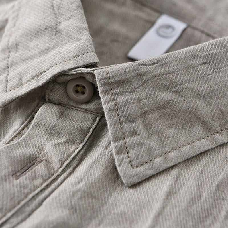 Breathable Ramie Linen Stand Collar Mindful Meditation Men's Shirt
