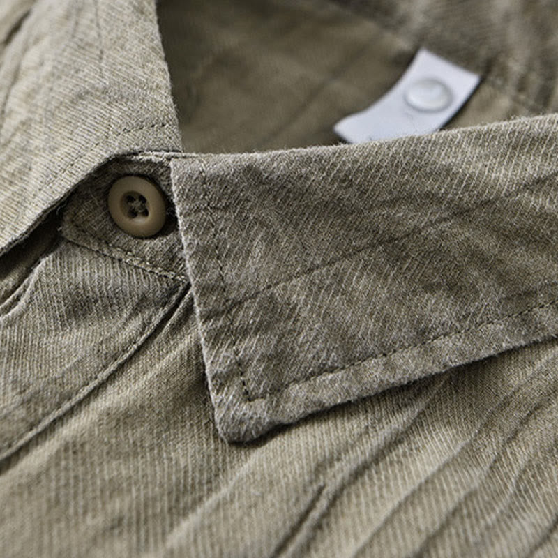 Breathable Ramie Linen Stand Collar Mindful Meditation Men's Shirt