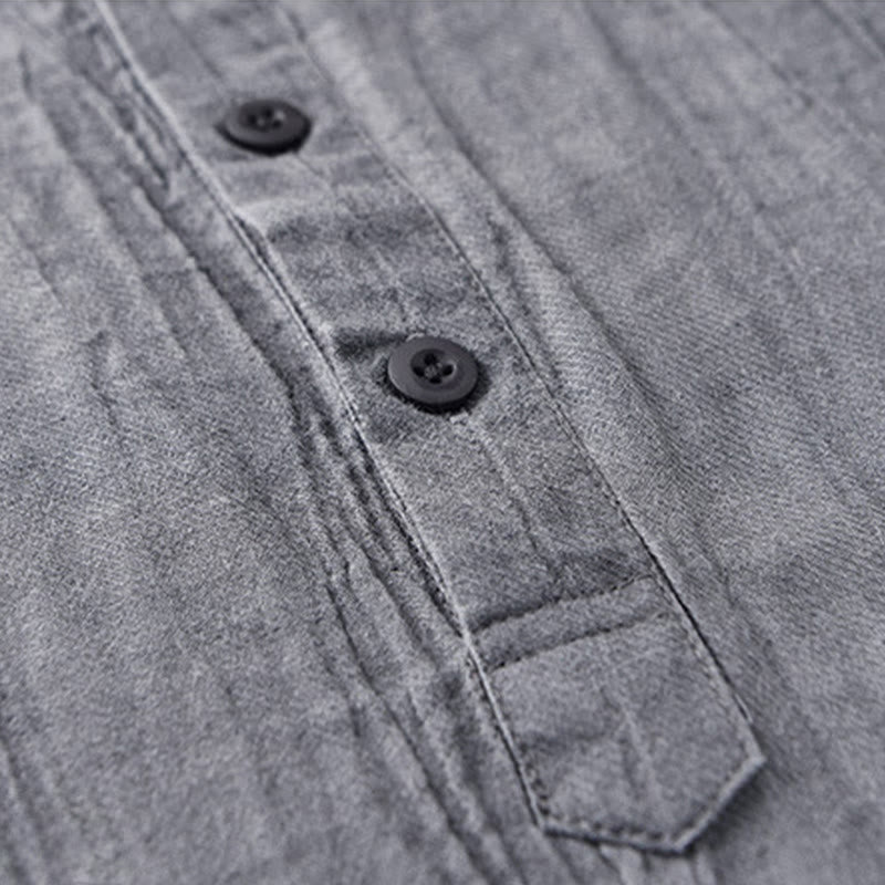 Breathable Ramie Linen Stand Collar Mindful Meditation Men's Shirt