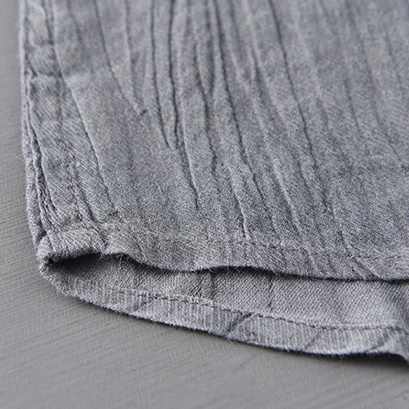 Breathable Ramie Linen Stand Collar Mindful Meditation Men's Shirt