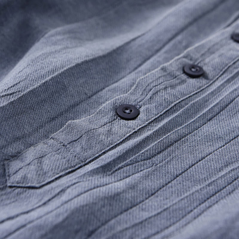 Breathable Ramie Linen Stand Collar Mindful Meditation Men's Shirt
