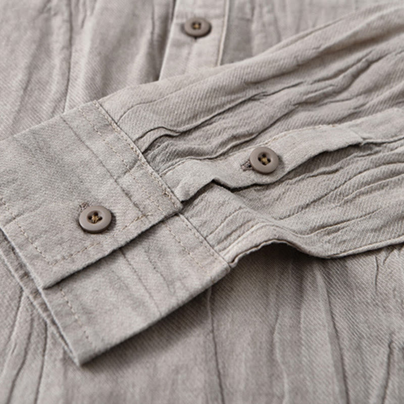 Breathable Ramie Linen Stand Collar Mindful Meditation Men's Shirt