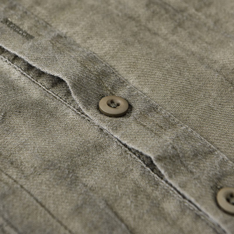 Breathable Ramie Linen Stand Collar Mindful Meditation Men's Shirt