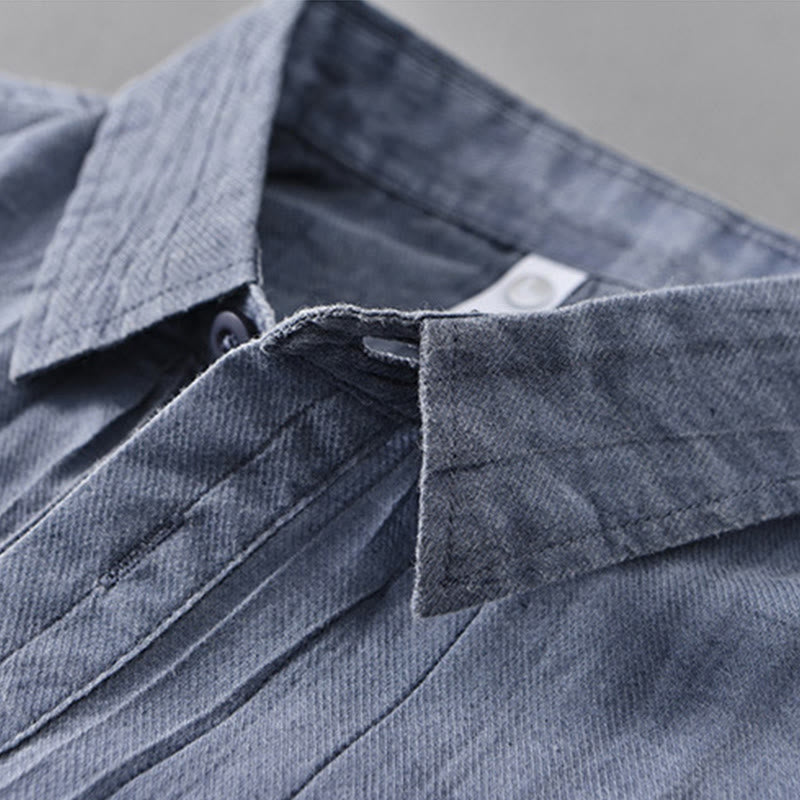 Breathable Ramie Linen Stand Collar Mindful Meditation Men's Shirt