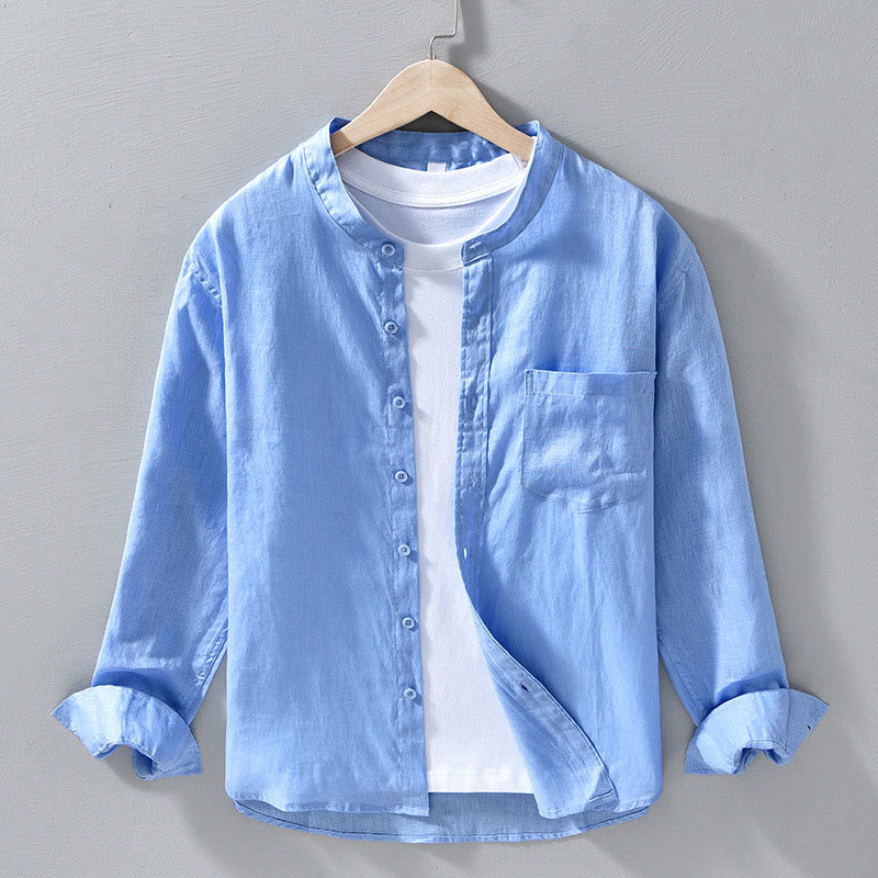 Breathable Linen Stand-Collar Long-Sleeve Meditation Shirt