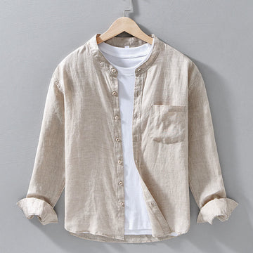 Breathable Linen Stand-Collar Long-Sleeve Meditation Shirt