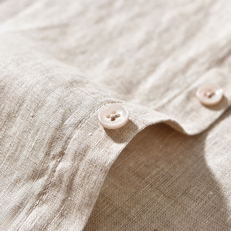 Breathable Linen Stand-Collar Long-Sleeve Meditation Shirt