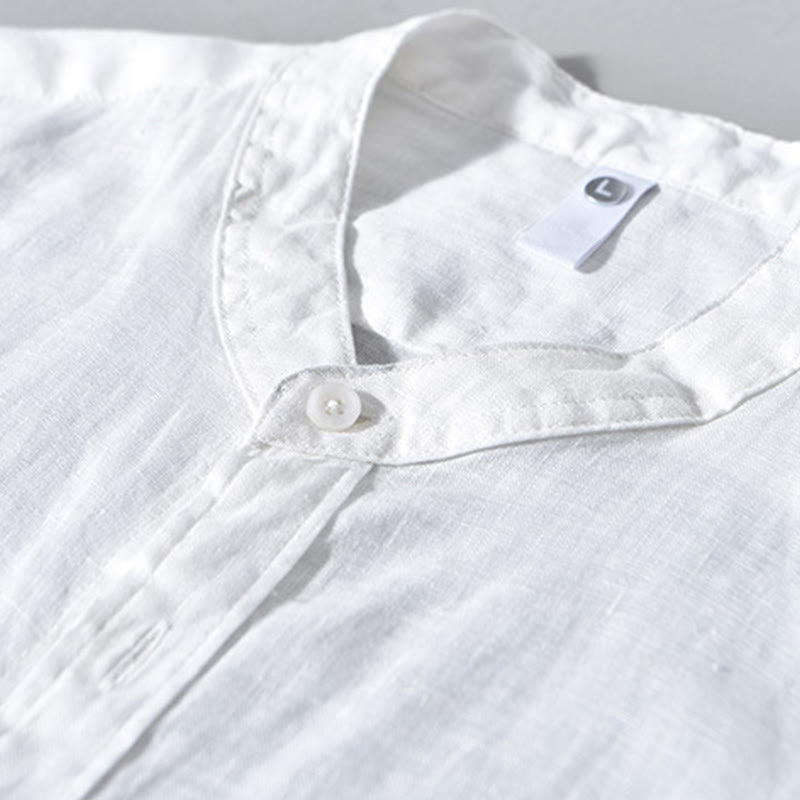 Breathable Linen Stand-Collar Long-Sleeve Meditation Shirt