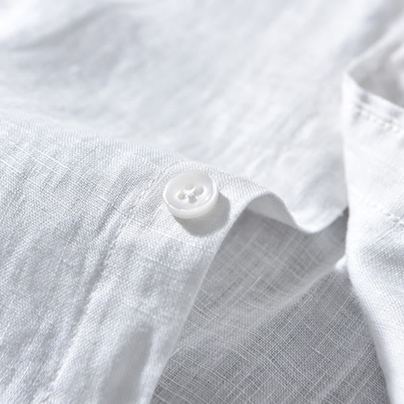 Breathable Linen Stand-Collar Long-Sleeve Meditation Shirt