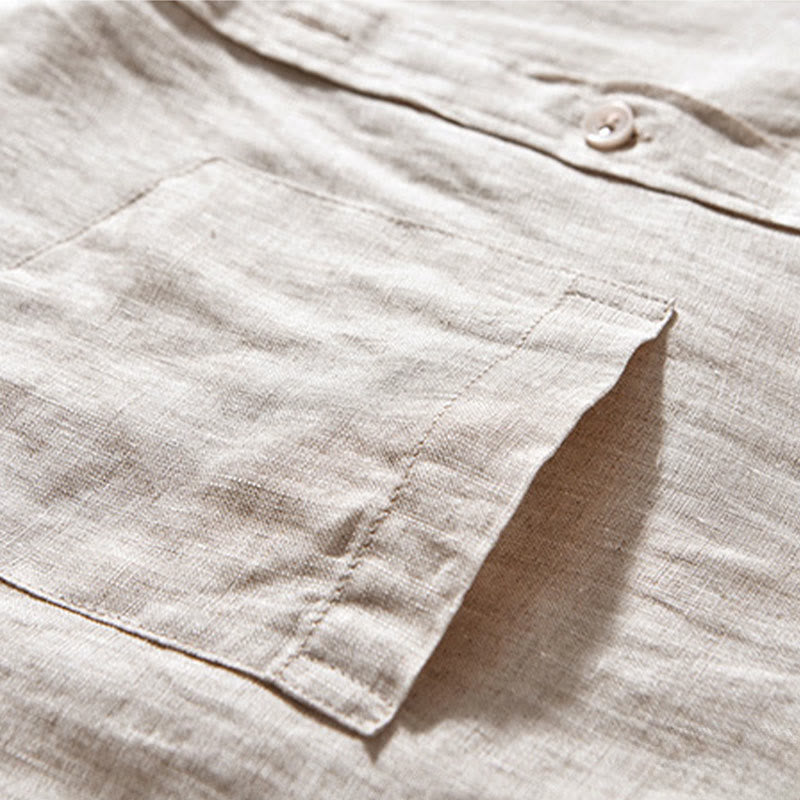 Breathable Linen Stand-Collar Long-Sleeve Meditation Shirt