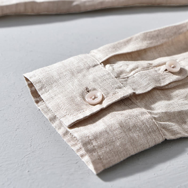 Breathable Linen Stand-Collar Long-Sleeve Meditation Shirt