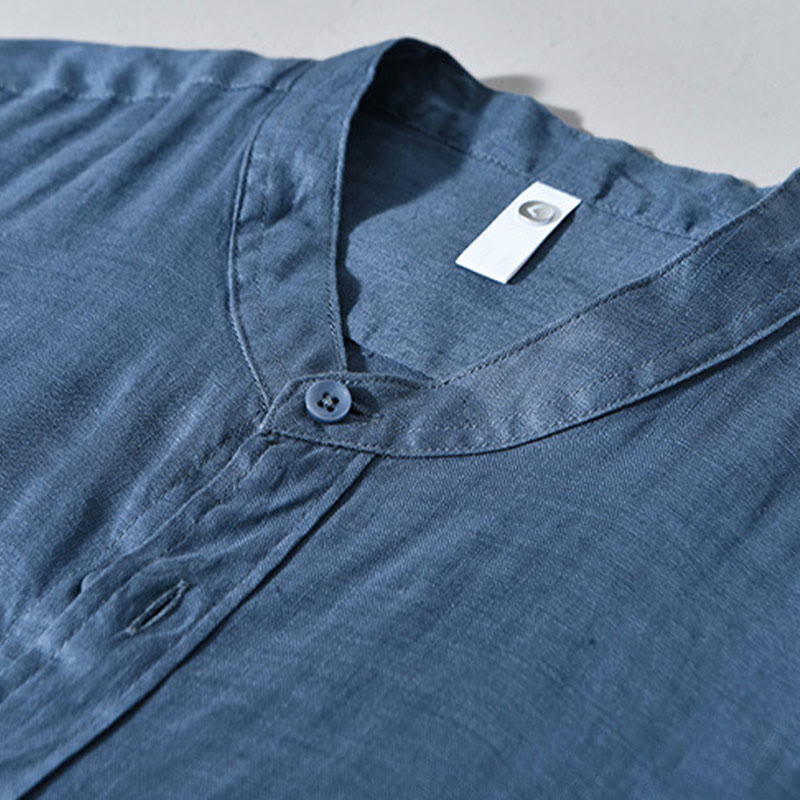 Breathable Linen Stand-Collar Long-Sleeve Meditation Shirt
