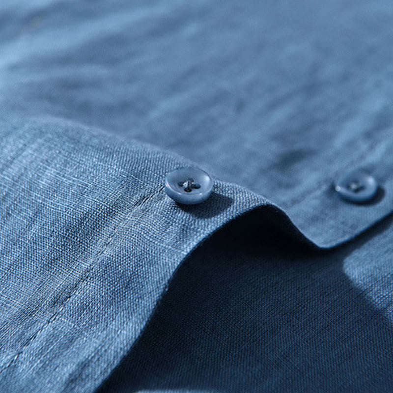 Breathable Linen Stand-Collar Long-Sleeve Meditation Shirt
