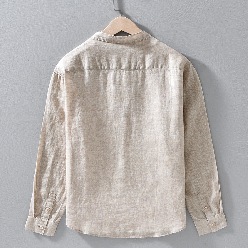 Breathable Linen Stand-Collar Long-Sleeve Meditation Shirt