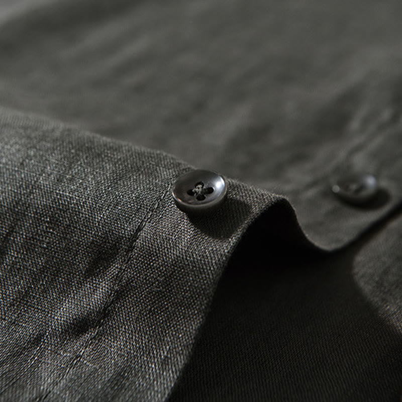 Breathable Linen Stand-Collar Long-Sleeve Meditation Shirt
