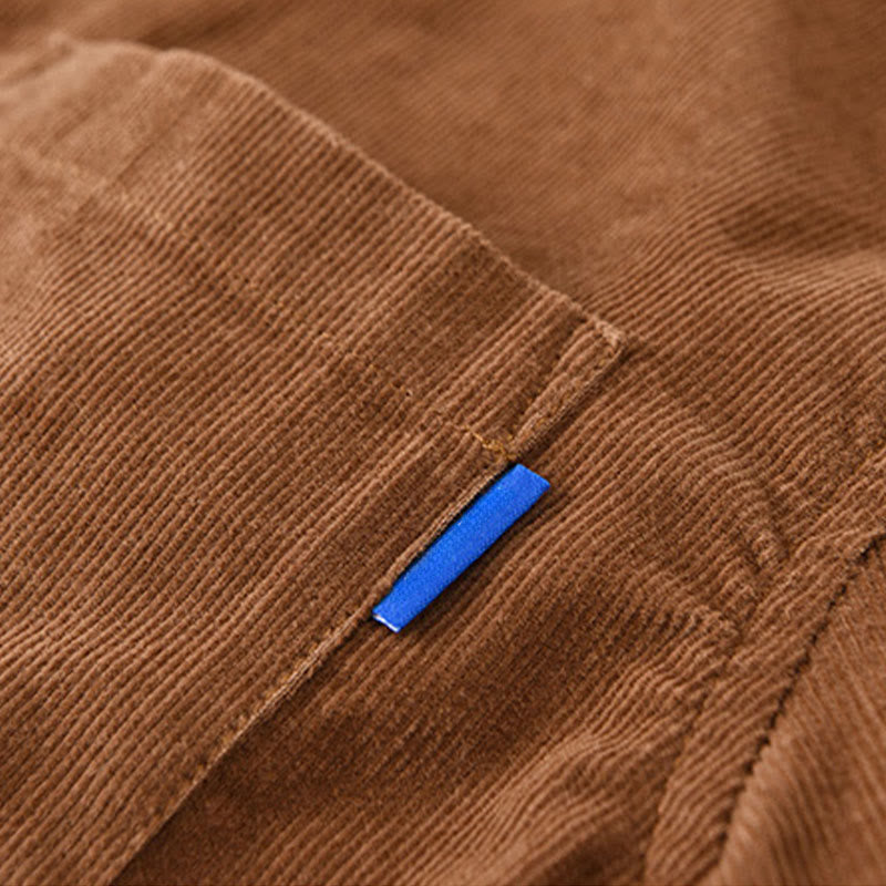 Tactile Corduroy Stand Collar Long Sleeve Regular Fit Jacket