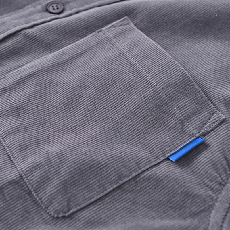 Tactile Corduroy Stand Collar Long Sleeve Regular Fit Jacket