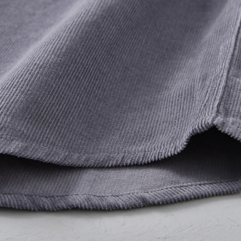 Tactile Corduroy Stand Collar Long Sleeve Regular Fit Jacket