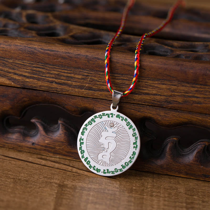 Bodhisattva Tara Titanium Steel Faith Colored Rope Necklace Pendant