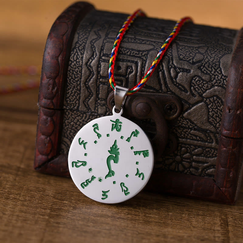 Bodhisattva Tara Titanium Steel Faith Colored Rope Necklace Pendant