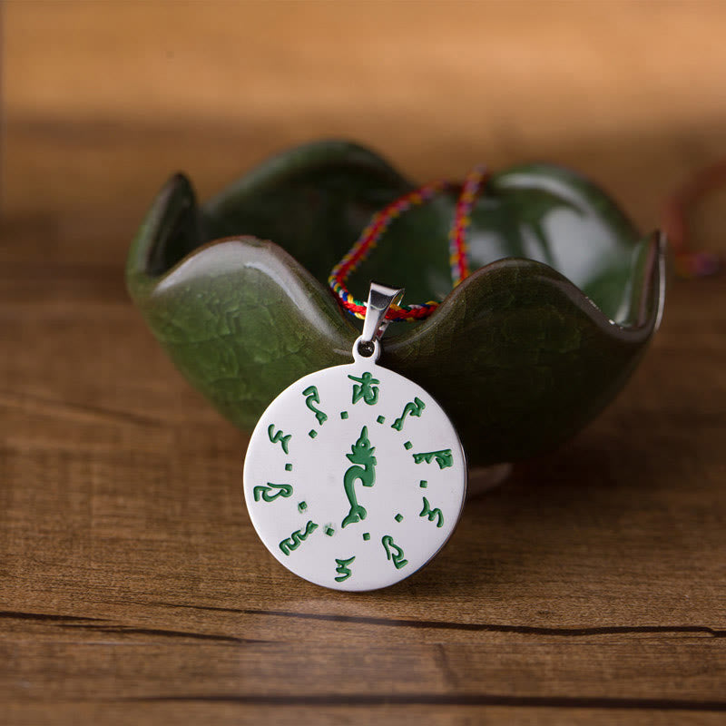 Bodhisattva Tara Titanium Steel Faith Colored Rope Necklace Pendant